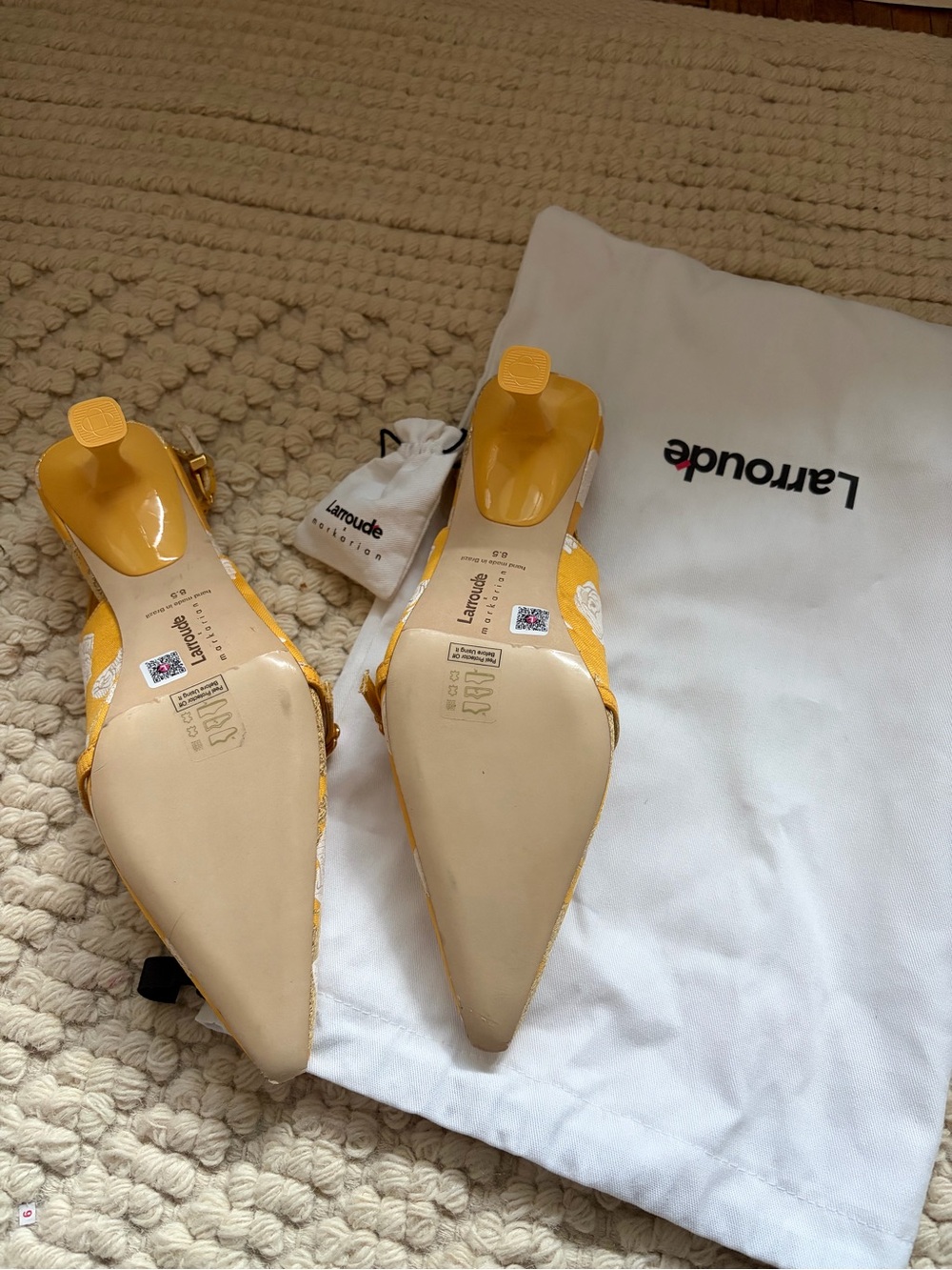 Yellow Larroude Ines Pump Lace Pointed Slingback - Picture 4 of 4